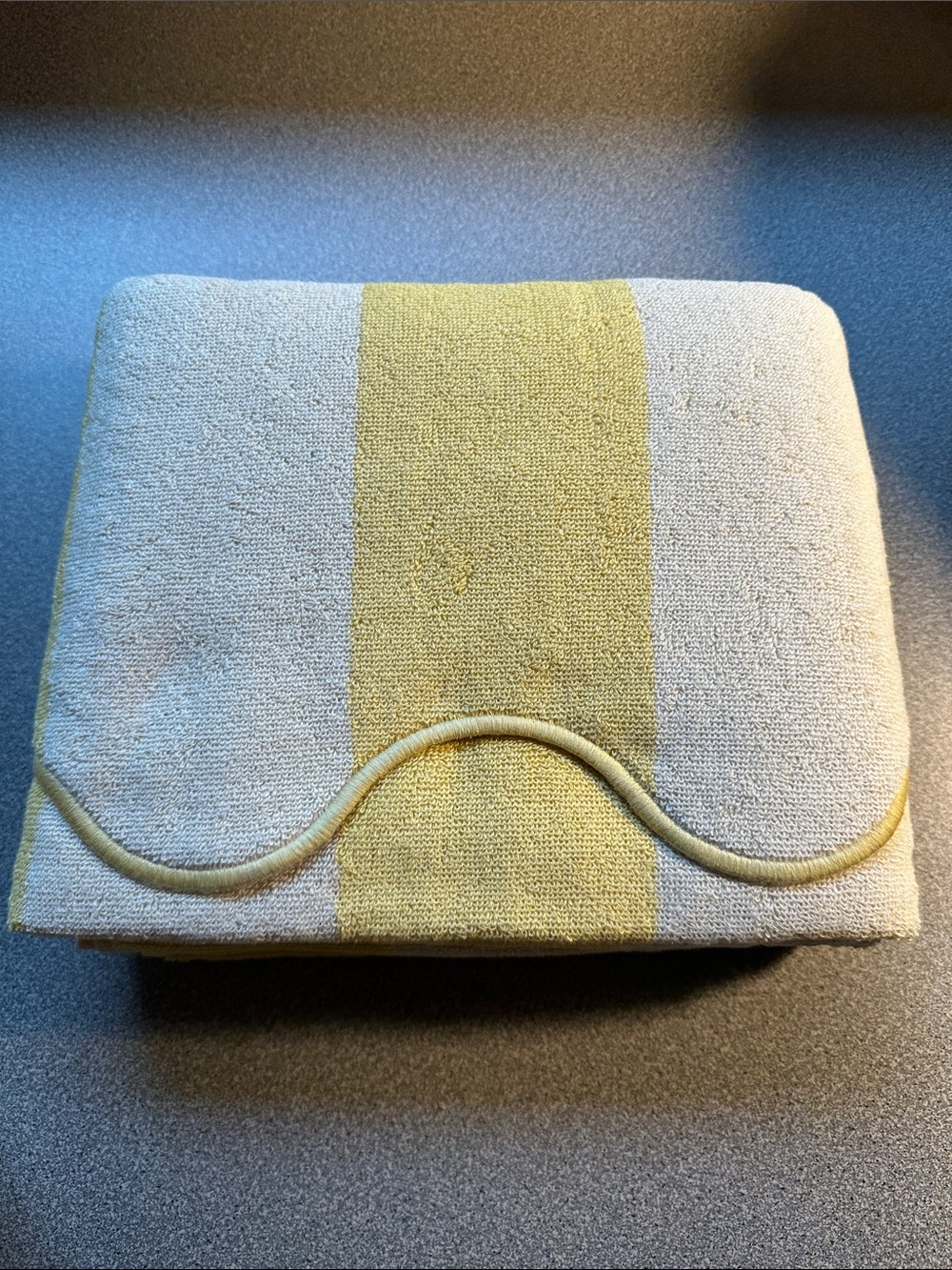 TUCK Yellow & Cream Scalloped Edge Striped Beach Towel